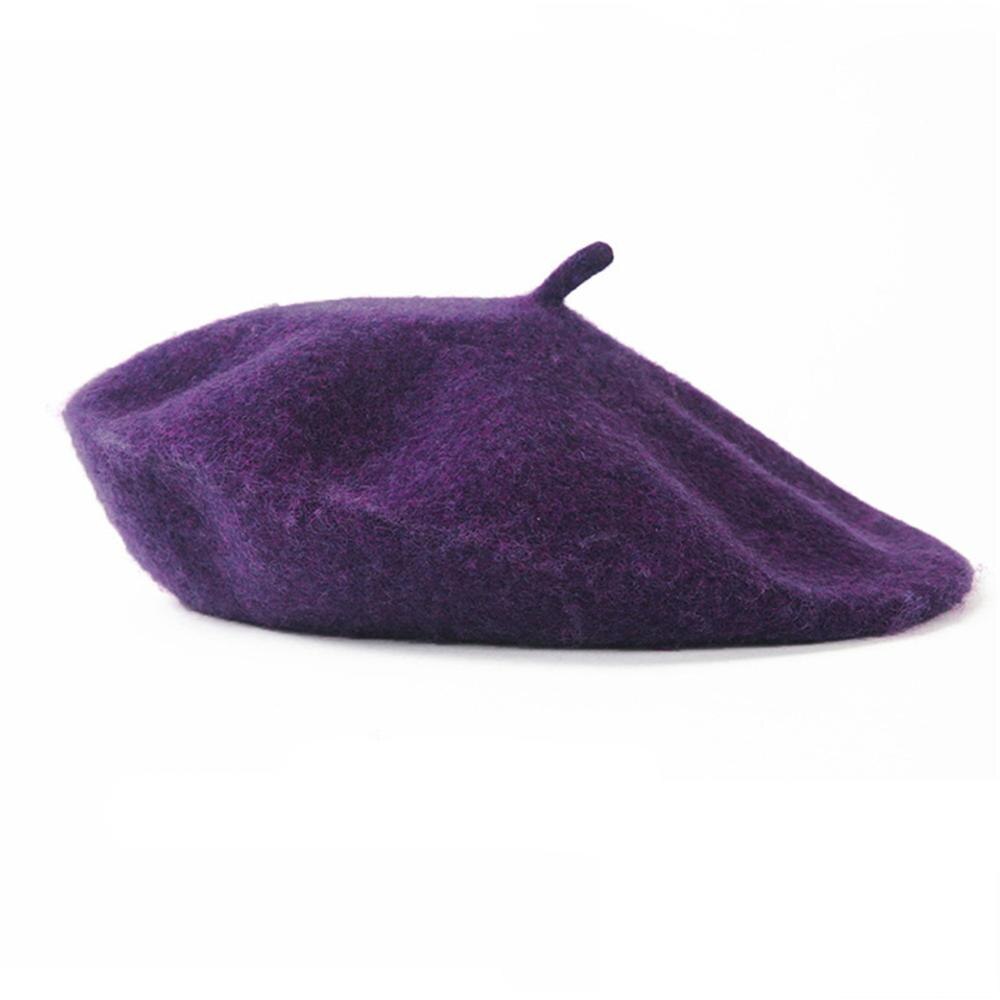 Vintage Vrouwen Winter Warm Baret Candy Kleur Casual Beanie Hat Cap Hoofd Slijtage Mode Accessoires Baret Elegante Hoeden Red blauw: purple