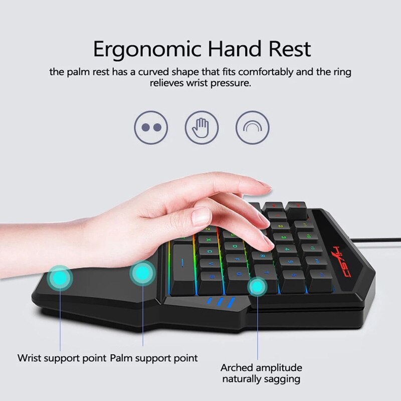 USB Wired One Handed Mini Gaming Keyboard Backlight Mice Optical Keyboard Mouse Set Game Controller For PC PS4 Xbox Gamer