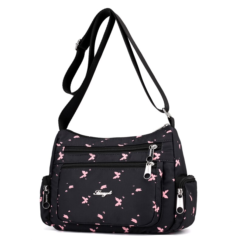 Bolso bandolera de nailon duradero de con Floral para mujer, bolso bandolera de tela impermeable para mujer