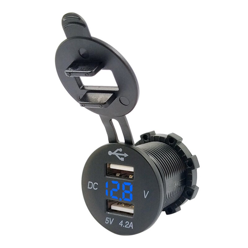 Led dubbel usb-uttag monterad laddare strömadapter 12v bil dubbel usb-laddare cigarettändaruttag adapter för motorcykel bil