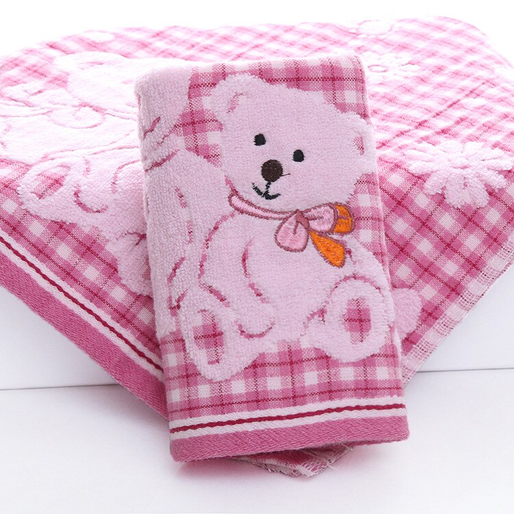 Cotton Baby Towel Cute Cartoon Baby Face Towel Soft Double Baby Gauze Towel: pink