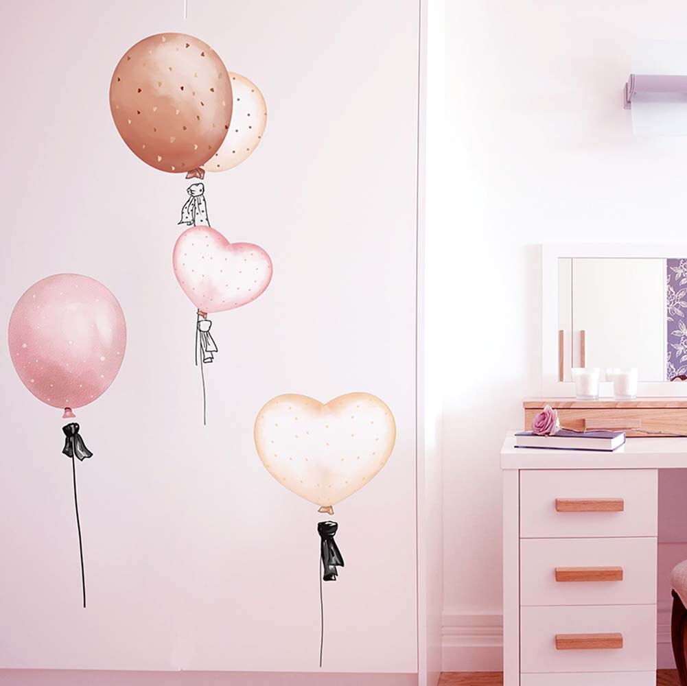Rosa flamingo dyr vegg klistremerker diy ballonger veggmaleri dekaler for barn rom baby soverom barnehage hjemme dekorasjon tilbehør