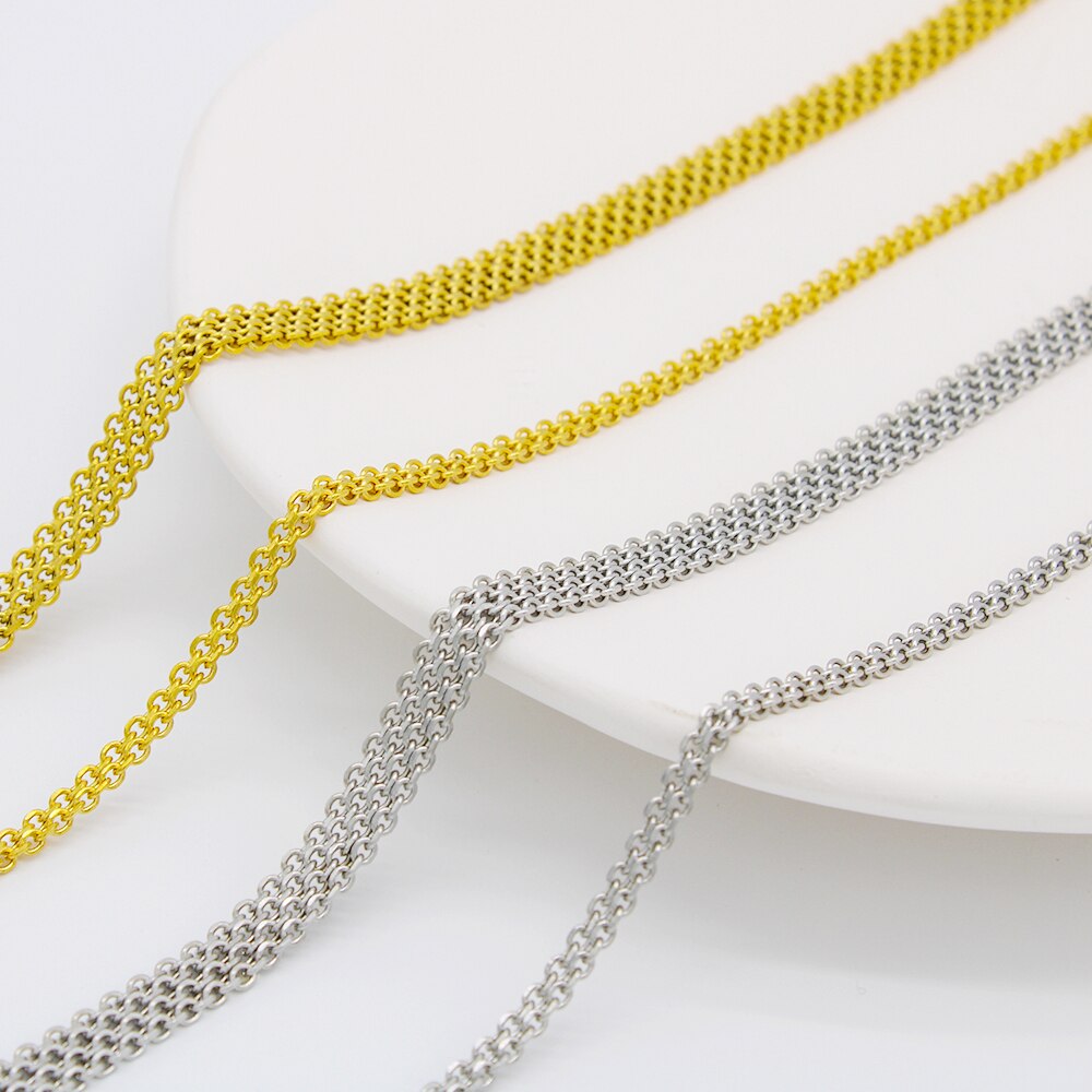 Collar de acero inoxidable de 18K para hombre y mujer, Gargantilla con dijes para deslustre, joyería de malla con personalidad, decoración de cadena