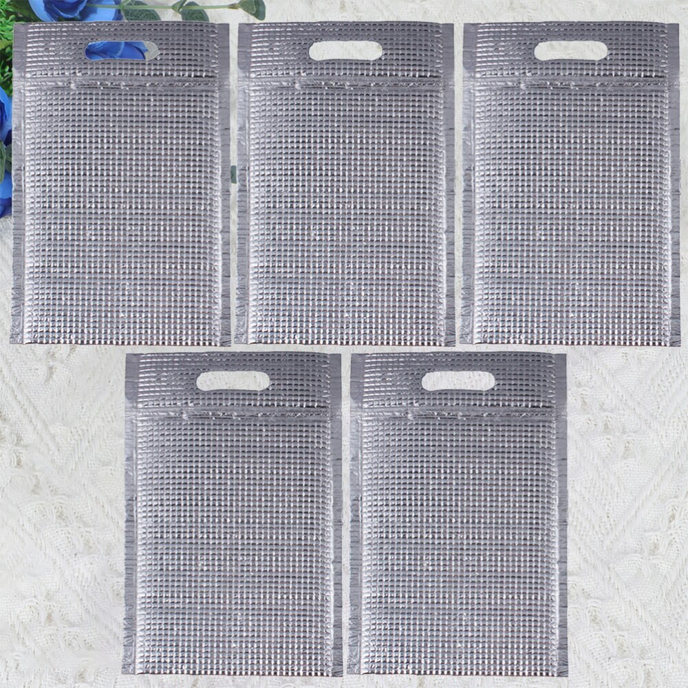 10PCS Tote Fast Food Bag Zipper Self-styled Food Bag Aluminum Foil Insulation Bag Disposable Fast Food Freezer Bags Thickening F: Silver 2