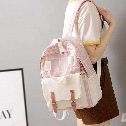 Søte dame ryggsekker for kvinner skole ryggsekk veske kvinnelige koreanske videregående studenter studenter bokveske mochila kawaii: Rosa