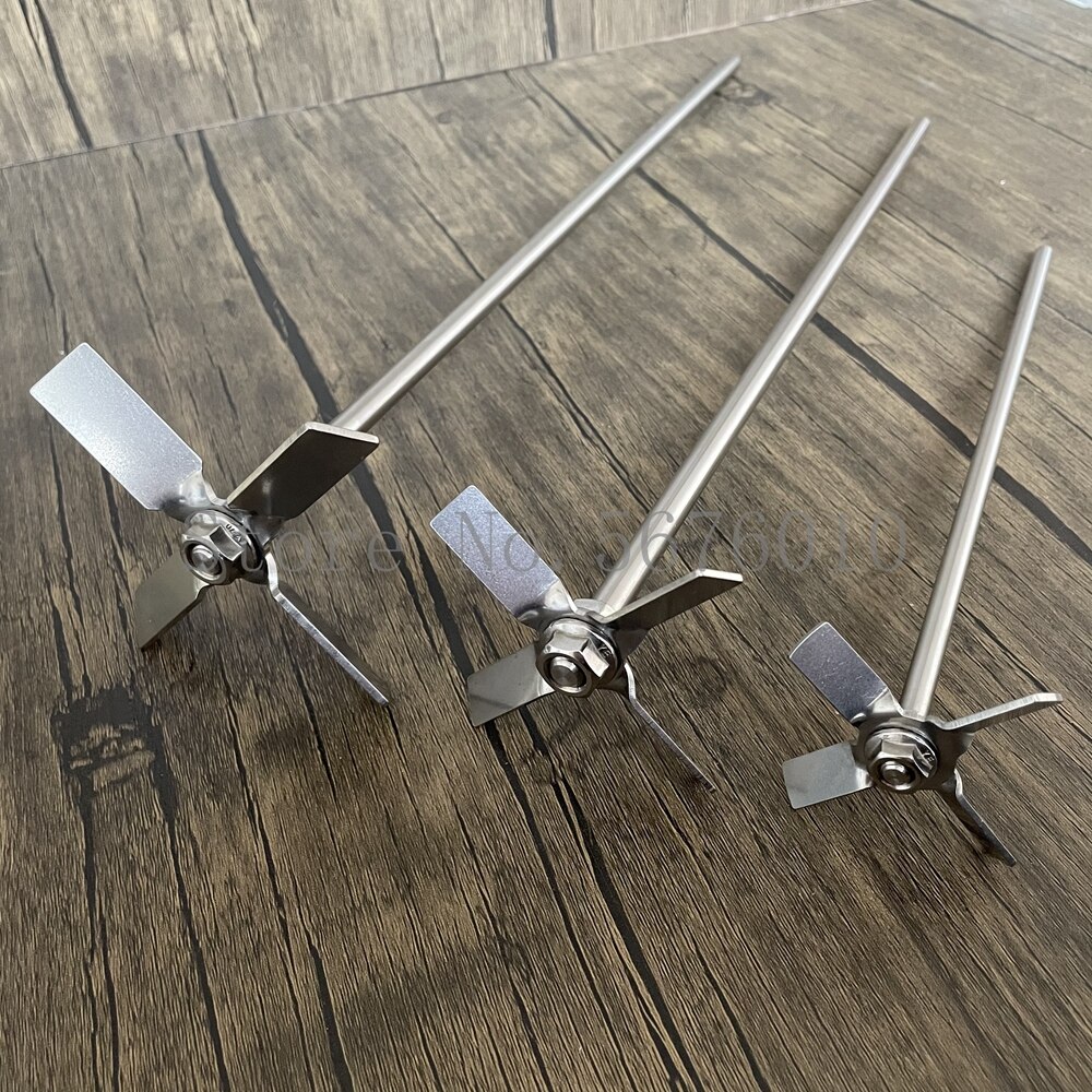 1set Lab 304 stainless steel Propeller with stirring rod,Four-bladed propeller while Stirring press down the material