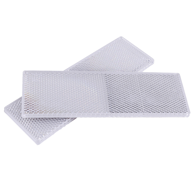 2Pcs High Visibility Car Reflective Reflector 5cm*15cm Plastic Night Safety Warning Adhesive Plate Sign for Bike Truck Trailer: white