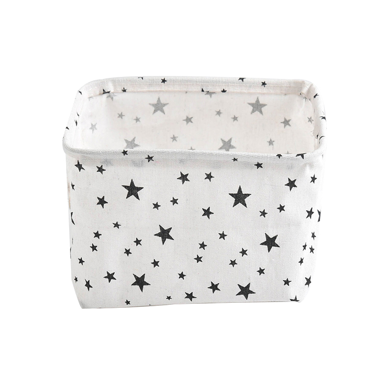 Foldable Canvas Storage Basket With Handle Cosmetic Toy Organizer Underwear Socks Clothes Storagebag Office Stationery Organizer: WHITE