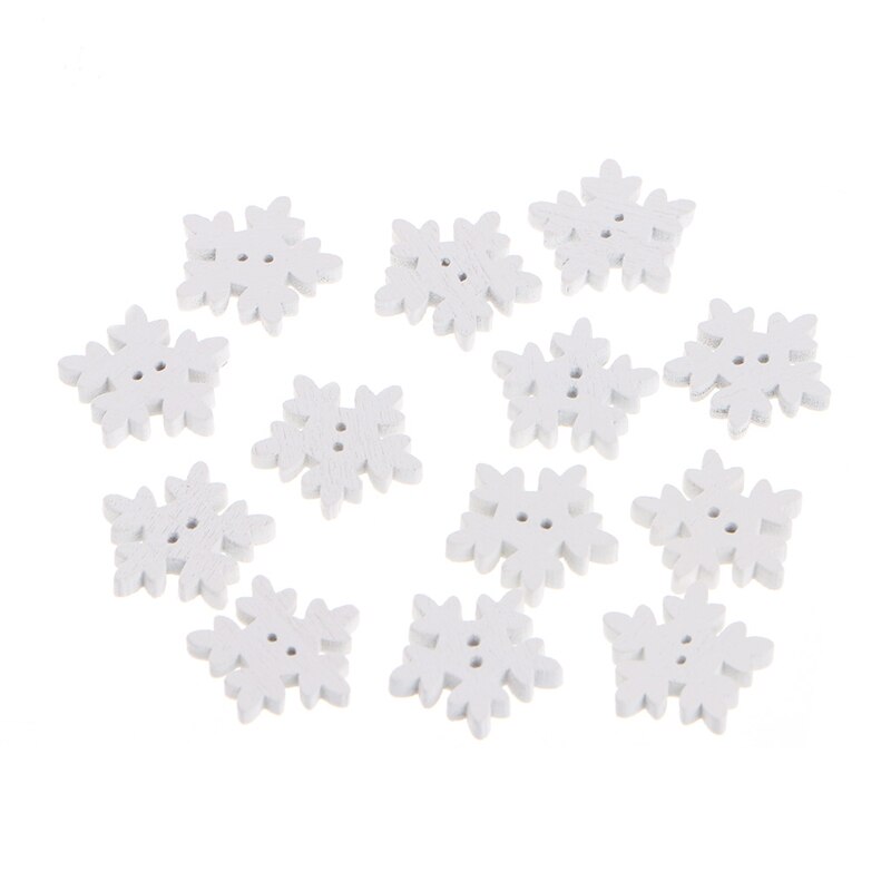 100 Stks/pak 2 Gaten Sneeuwvlok Houten Knoppen Handgemaakte Naaien Scrapbooking DIY Craft W215