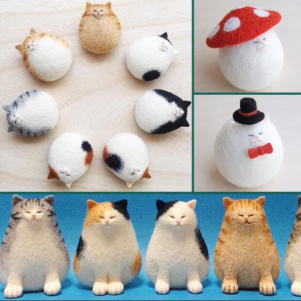 Novice Cat Wool Felt wool needlepoint kit wool felt needle felting decoration craft needlecraft