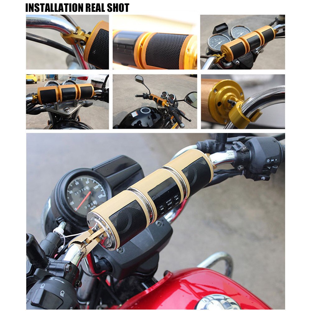 Motorcycle Bluetooth Music Player MP3 Waterproof Motorcycle Stereo Speaker MT487 FM Radio Adjustable LED Screen