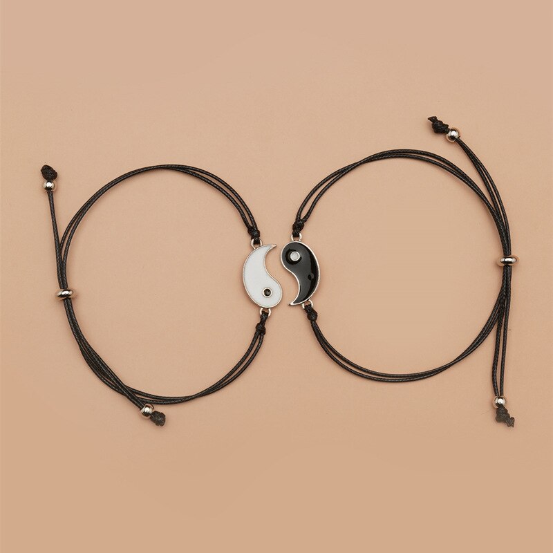 2Pc Paar Yin Yang Armbanden Voor Vrouwen Mannen Minnaar Eenvoudige Armband Verstelbare Touw Ketting Beste Vriend Vriendschap Armbanden Sieraden