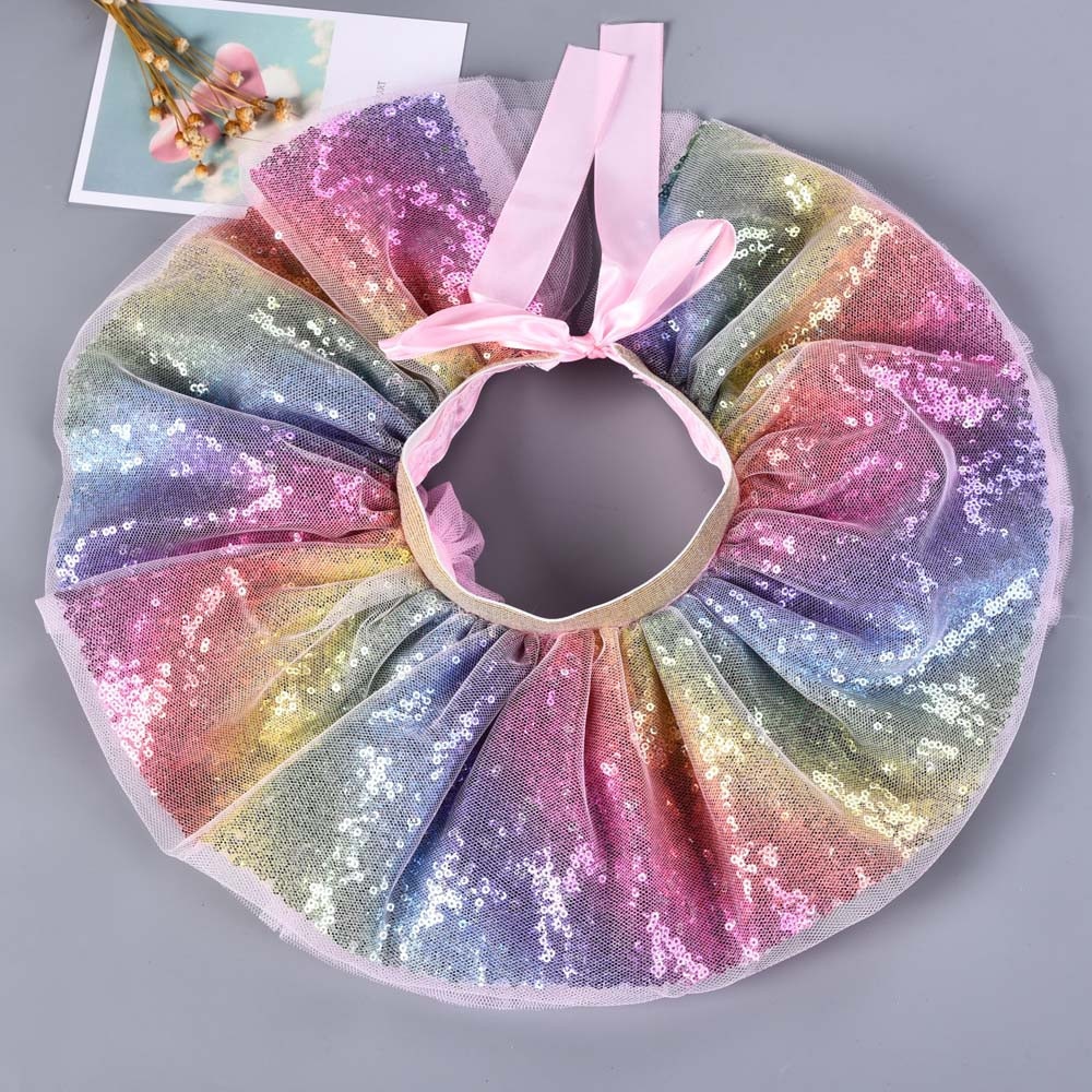 Baby Tutu Party Dance Ballet Meisjes Kids Bling Kostuum Rok + Oren Hoofdband Set Tutu Rok Meisjes Rokken Regenboog Rok