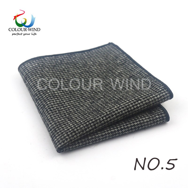 Classic Style Men's Handkerchief Scarves Vintage Wool Hankies Men's Pocket Square Striped Solid Cotton 24*24CM: 5
