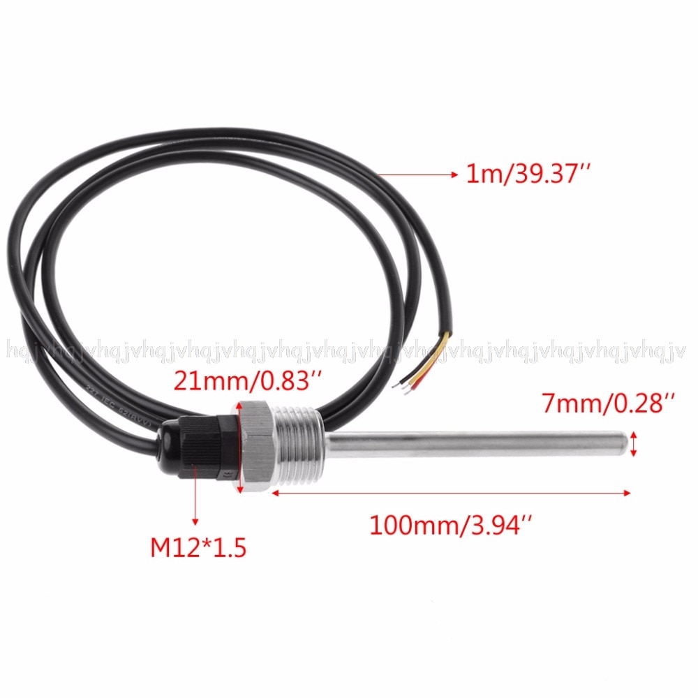 DS18B20 Sensor de temperatura Digital G1/2 "sonda de rosca DIA = 7mm Cable de 3 núcleos SUS304 JUN16