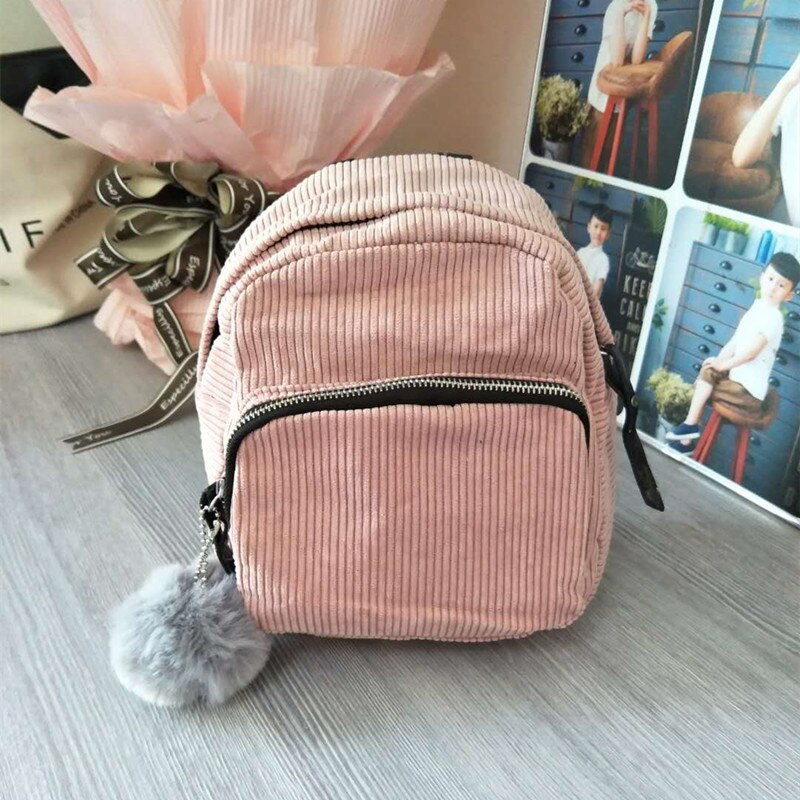 Small Women's Backpack Shoulder Bag Hairball Casual Backpacks Girls Ladies School Bag Mochilas Student Shoulder Bags