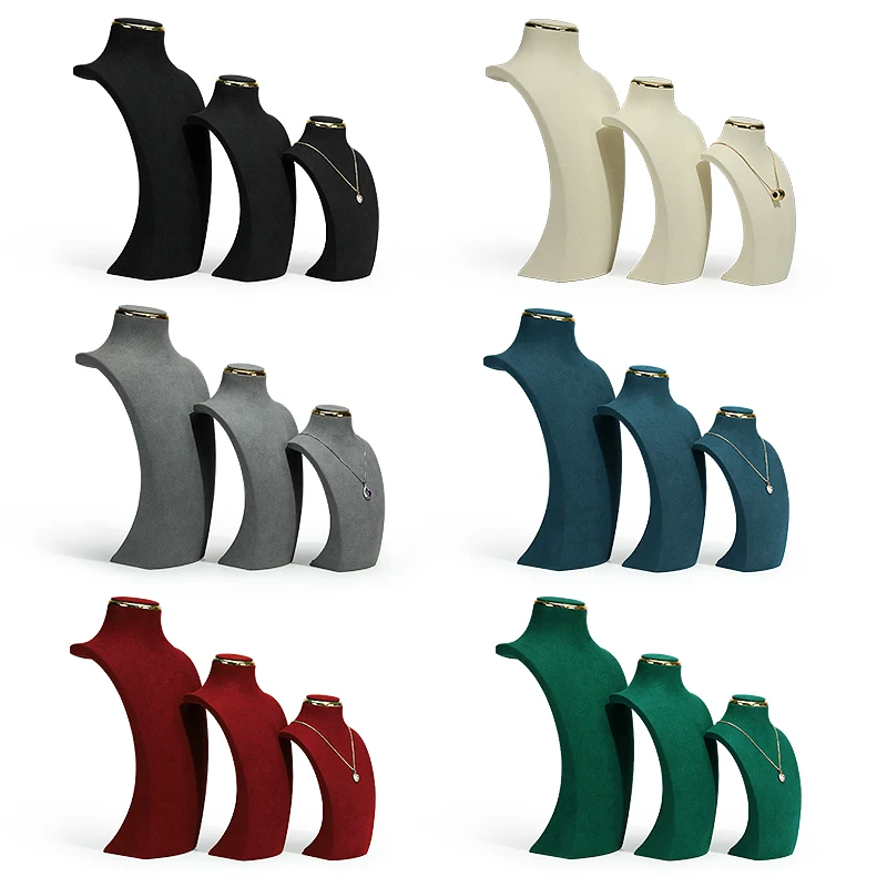Halskæde display stand metal microfiber vindue model hals display stand vedhæng hængende hals hals hylde ny