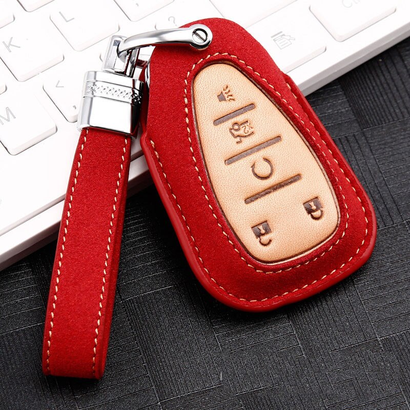 leather Car Key Cover Case For Chevrolet Cruze Spark Camaro Volt Bolt Trax Malibu Accessories: E-red