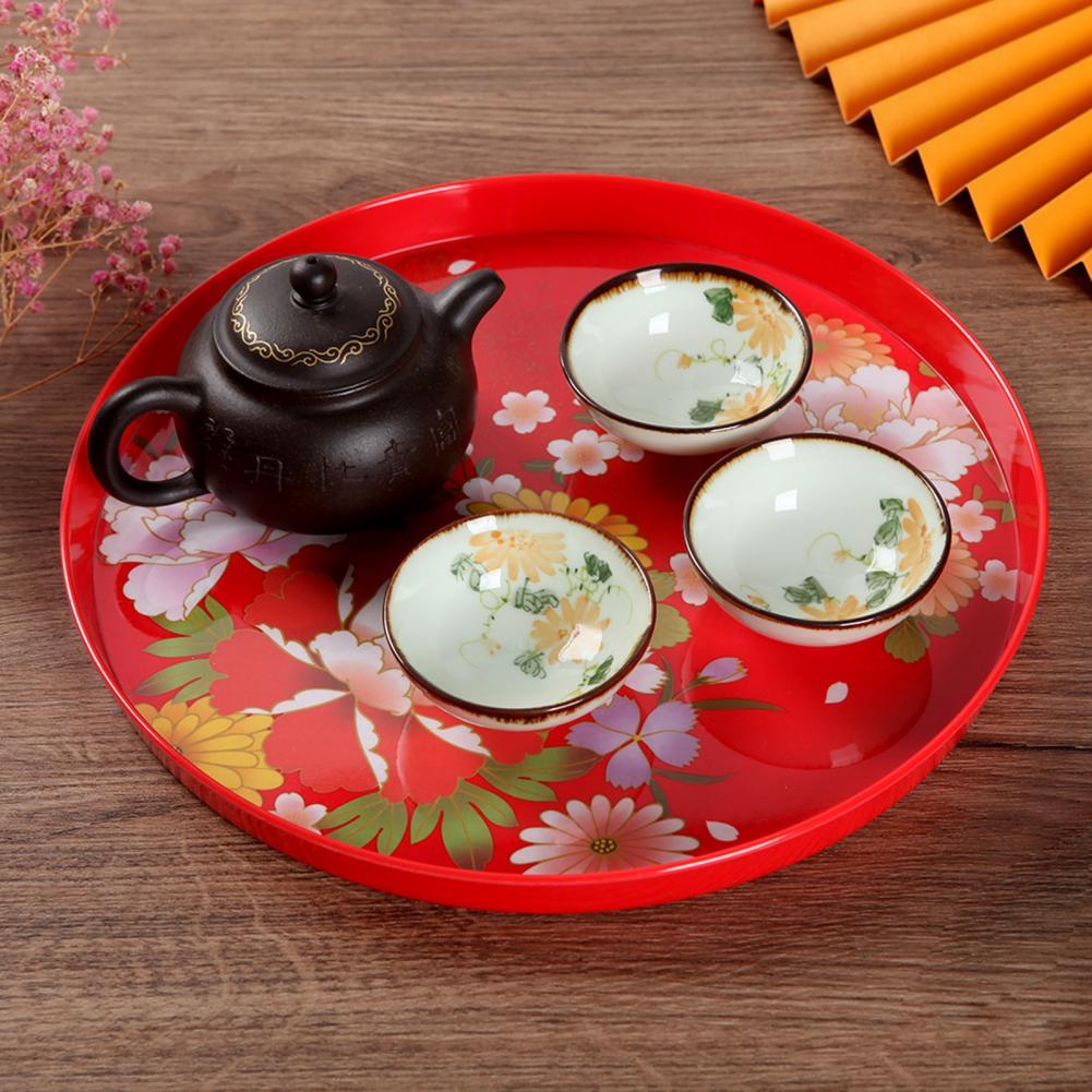 Chinese Traditional Tea Tray Flower Pattern Table Serving Tray Food Plate Wedding Decor plateau de serviceподнос для декора
