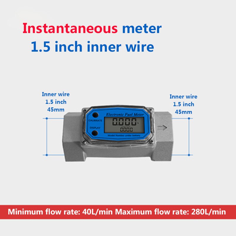 Flowmeter Digitale Brandstofmeter K24 Methanol Diesel Benzine Kerosine Chemische Water Elektronische Vloeibare Turbine Meter Flow Meter: 1.5 inch outer wire