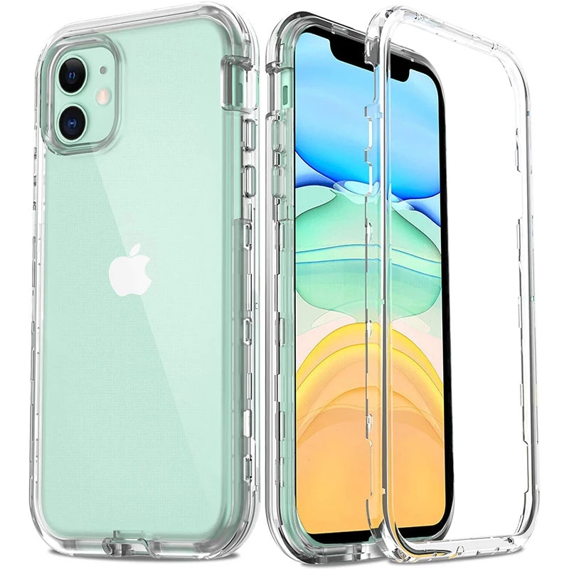 Telefoncover med 360 front og bagside til iphone 15 12 11 13 14 max mini xs x xr xsmax  se 8 7 6 plus cover, gennemsigtigt coque: Pvc