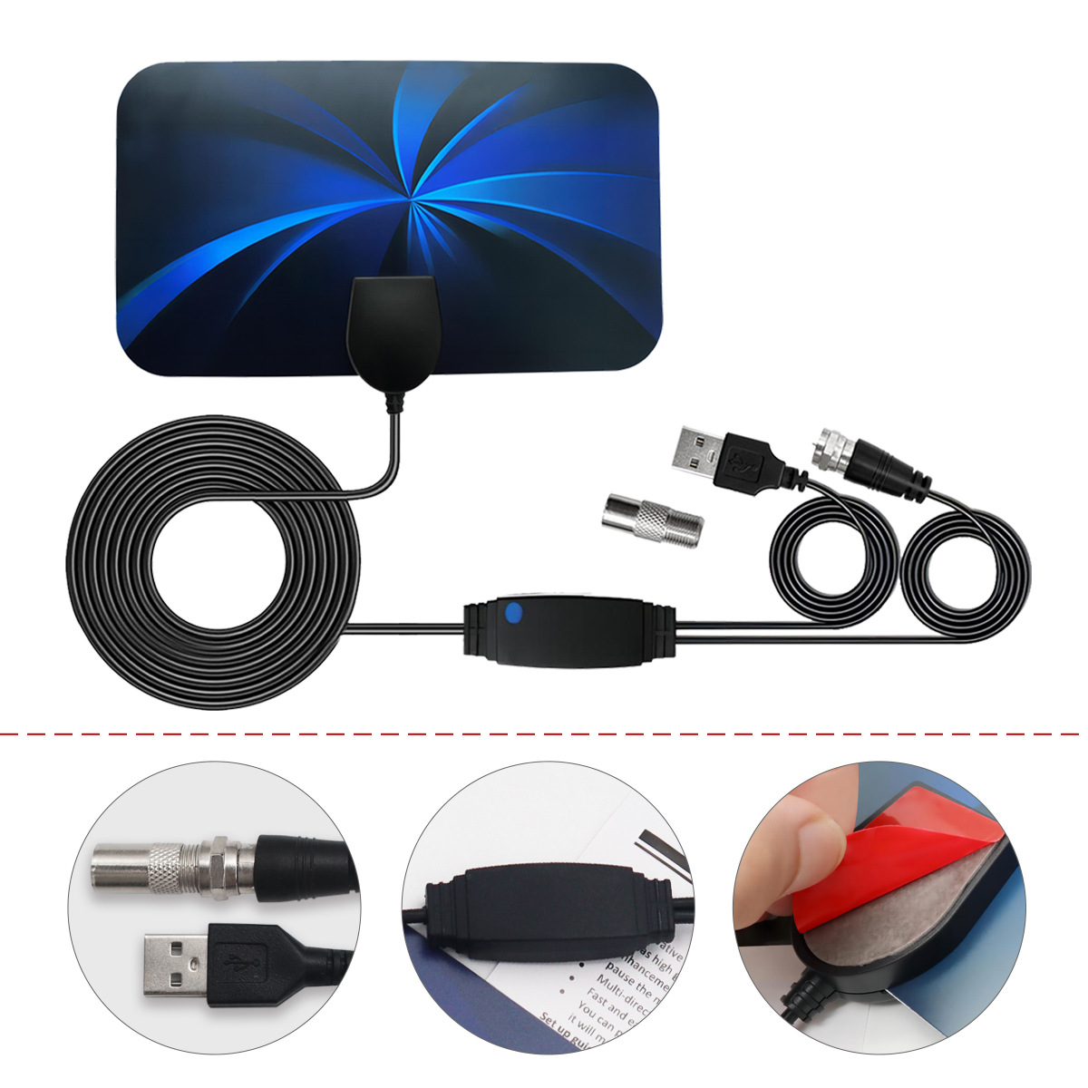 Indoor and Outdoor Digital Tv Antenna Colorful Film Ground Wave Antenna Hdtv Antenna Hdtv-T2 Supports Hd