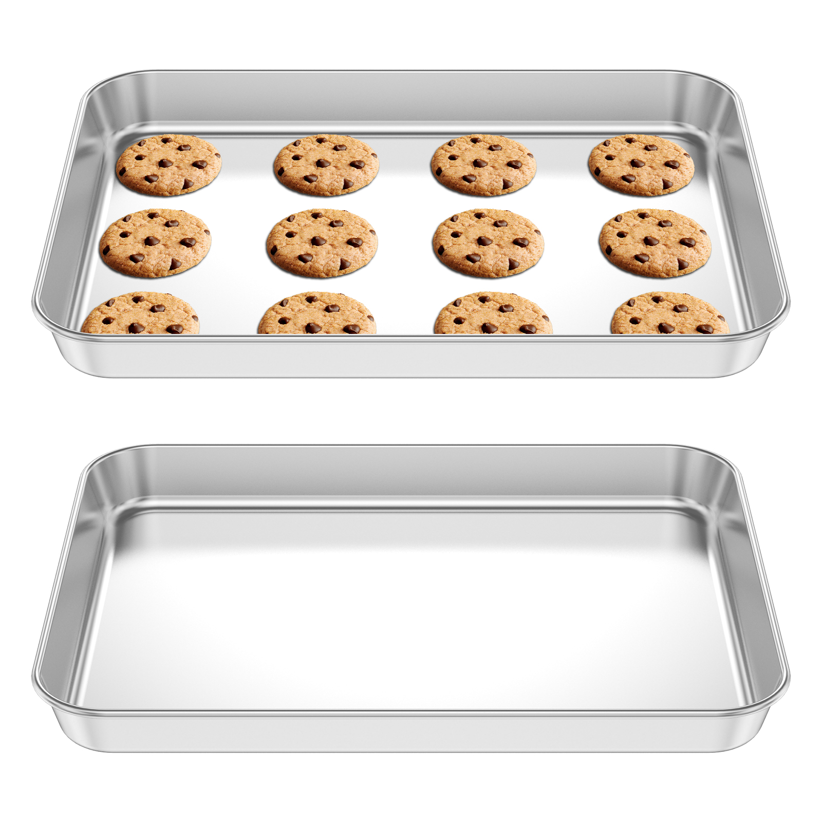 2 Stuks Broodrooster Oven Pan 304 Roestvrij Staal Kleine Bakplaat Multifunctionele Broodrooster Oven Lade Voor Commerciële En Thuis bakken