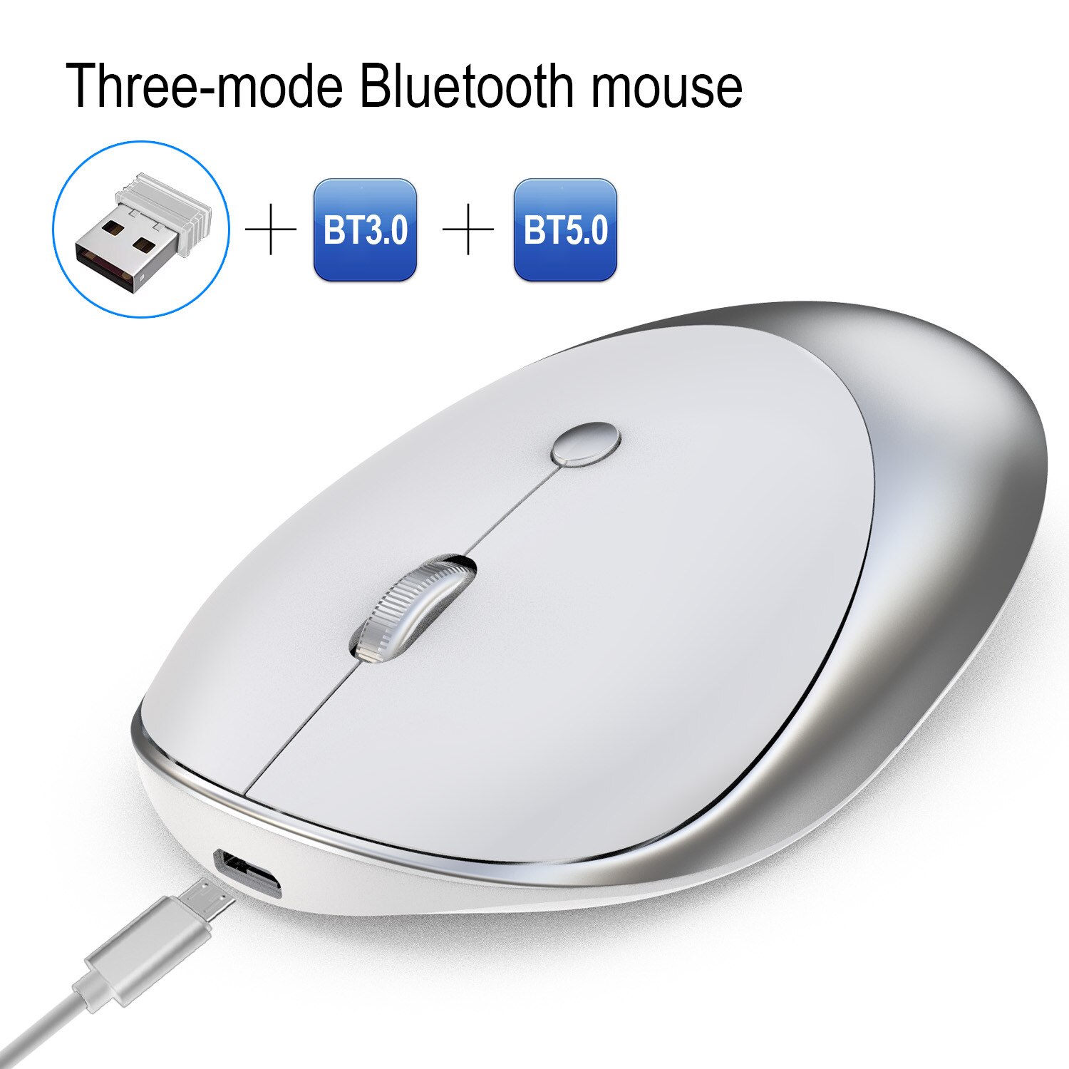 Kabellose bluetooth-maus ( 3.0/5.0 ghz), wiederaufladbar, leise 2.4 usb-fähig, für laptops, notebooks und pcs