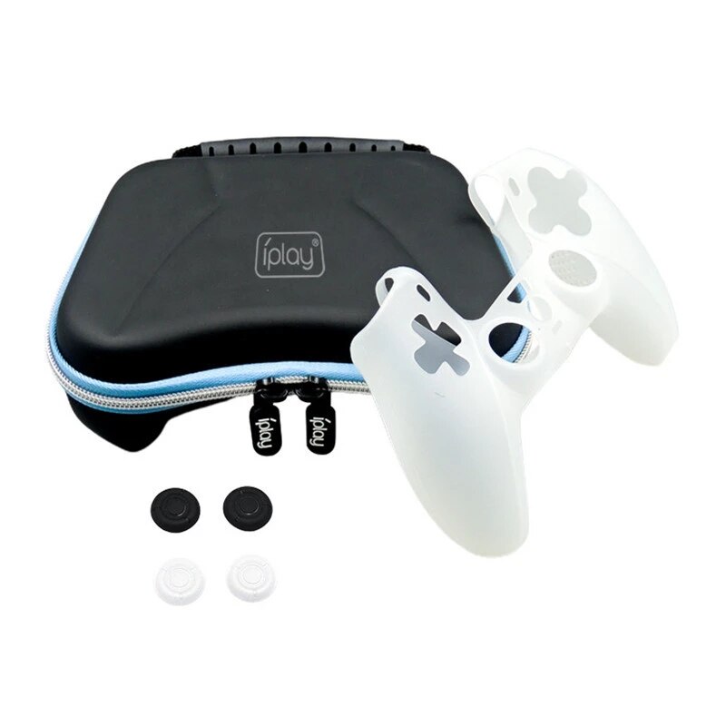 Zubehör für  ps5 gamepads , 6 in 1 -schutzsets, aufbewahrungstaschen mit daumensticks und silikonhüllen für  ps5 gamecontroller: 01