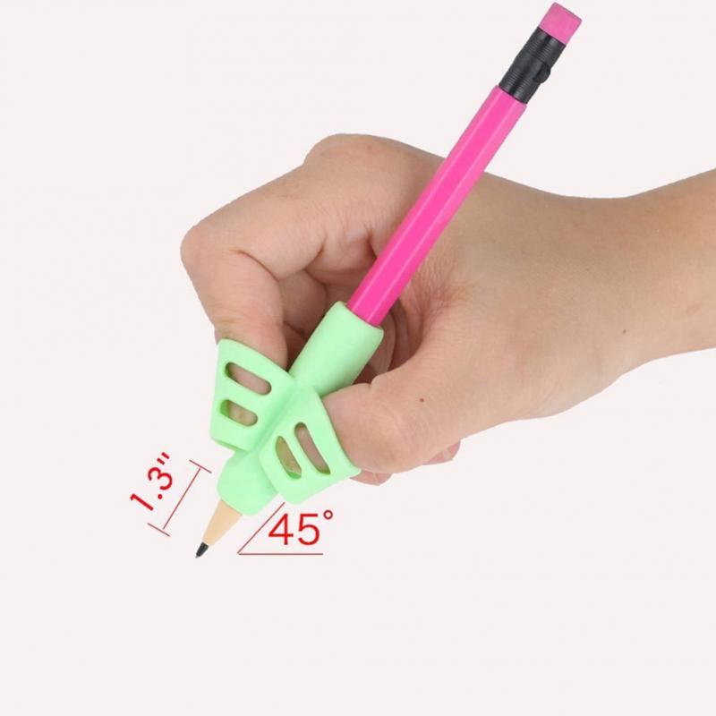 Soporte para bolígrafo de dos dedos para niños, 10 Uds., bolígrafo de aprendizaje para escribir, corrección de postura, dispositivo de agarre auxiliar de silicona para estudiantes