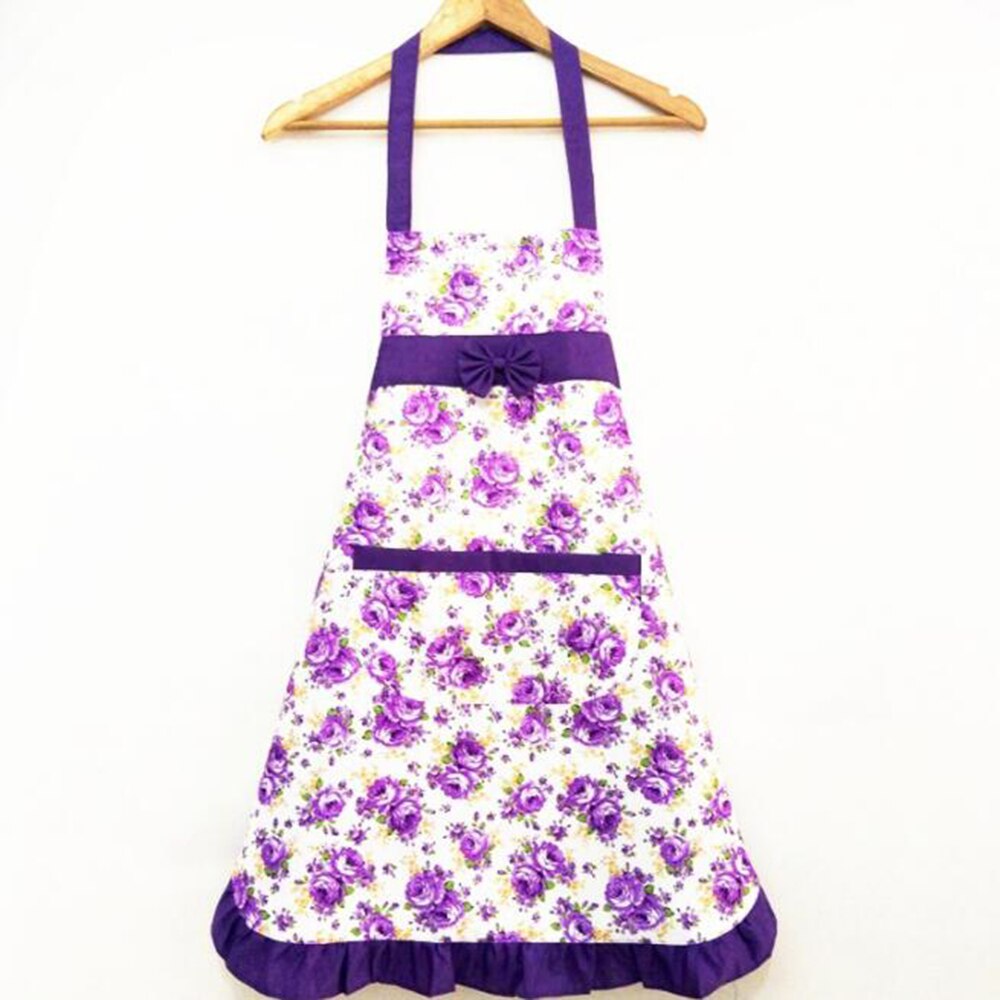 1pc blomster trykforklæde kort oliefast forklæde rengøring med lommeforklæde køkken bagning madlavning forsyninger restaurant forklæder