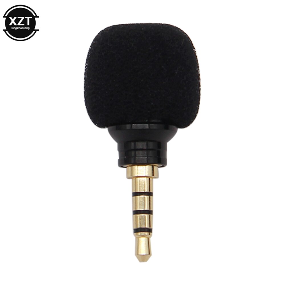 3.5mm jack mini mikrofon bærbar lille 3.5 jack mikrofon optager til bærbar smartphone smartphone android telefon metal mikrofon 4 polet pin: Sort