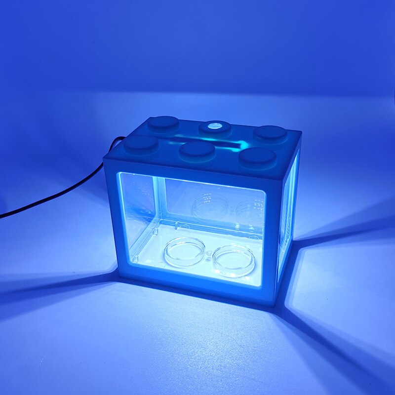 Fish Tank Indoor Acrylic Small Desktop Ecological Small Fish Tank Goldfish Tank Fighting Fish Tank Office Viewing Plastic: Blue
