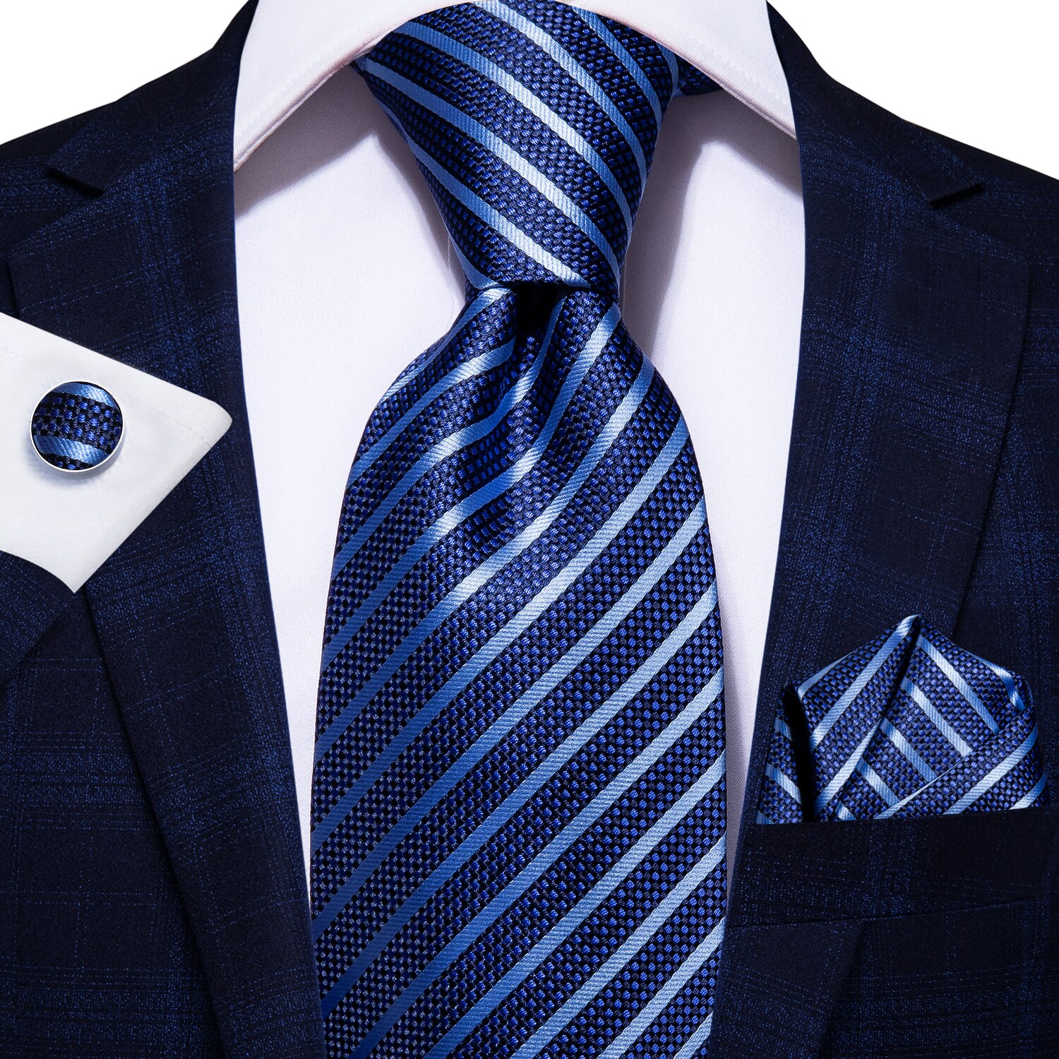 Hallo-Krawatte Blau Business Solide 100% Seide herren Krawatte Krawatte 8,5 cm Krawatten für Männer Formale Luxus Hochzeit Gravata: SN-337