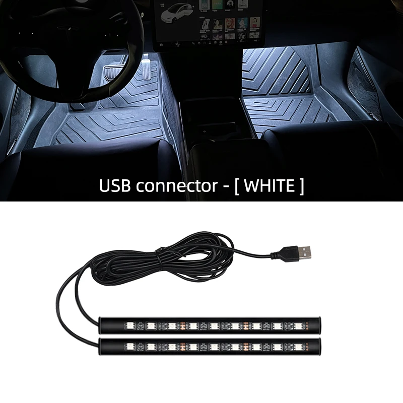 Luz Led ambiental para coche con USB, 5V, Universal, lámpara de pie Interior para coche, decoración, iluminación de retroiluminación, luces de neón decorativas para coche: 3000 K de oro
