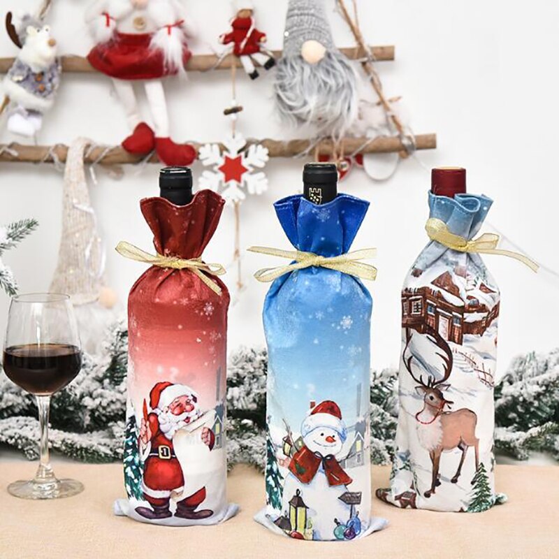 Wine Bottle Decoration Bag Christmas Decoration Old Man Doll Wine Bottle Cover Christmas Decorations Santa Claus