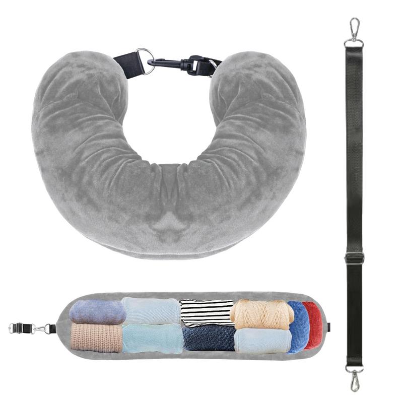 Almohada de viaje para el cuello, funda de almohada portátil para tren, con soporte rellenable para exteriores