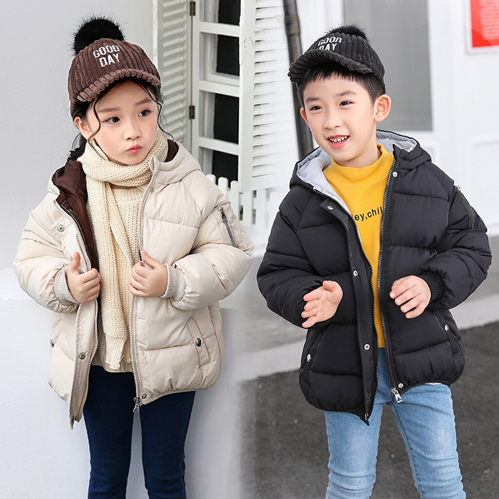 Kids Jas Kinderen Winter Kleding Brief Knop Warm Meisje Jongens Hooded Jassen Bovenkleding Jassen kids snowsuits winter meisjes wint
