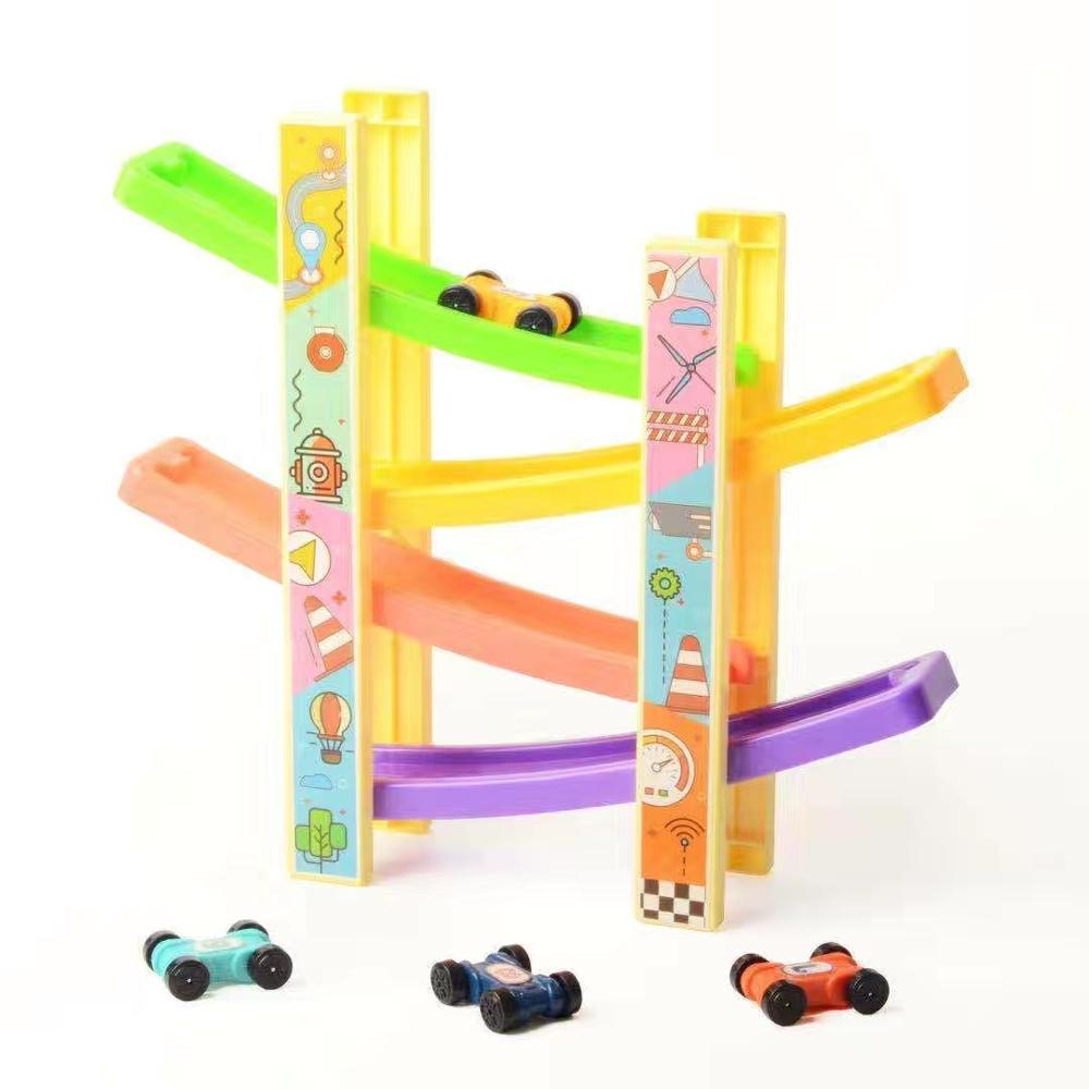 4-6 Layer Kinderkleding Auto Speelgoed Plastic Inertie Coaster Racing Auto Slide Track Auto Speelgoed Vroege Onderwijs Speelgoed kids: 4 car