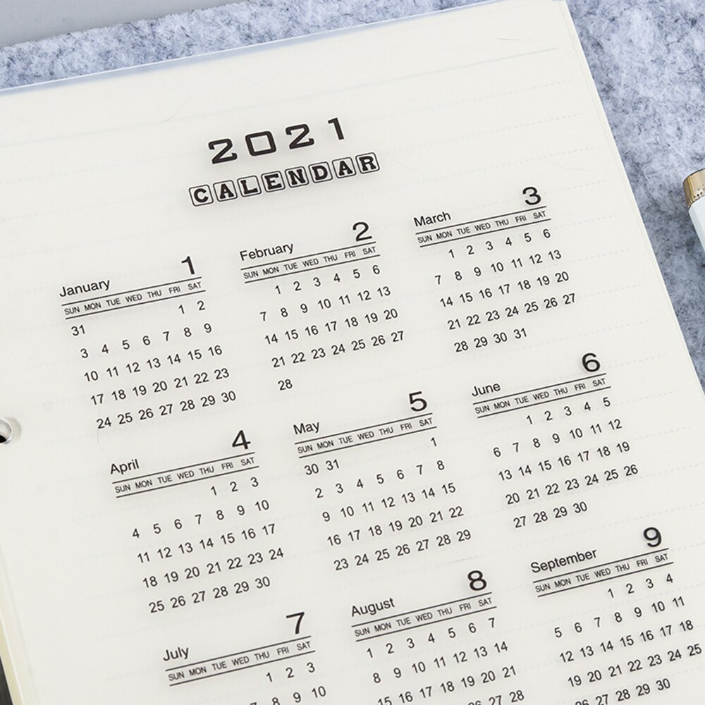 Transparent Calendar A5 A6 A7 Notebook Transparent Index Divider for 6 Holes Diary Binder Monthly Planner Card