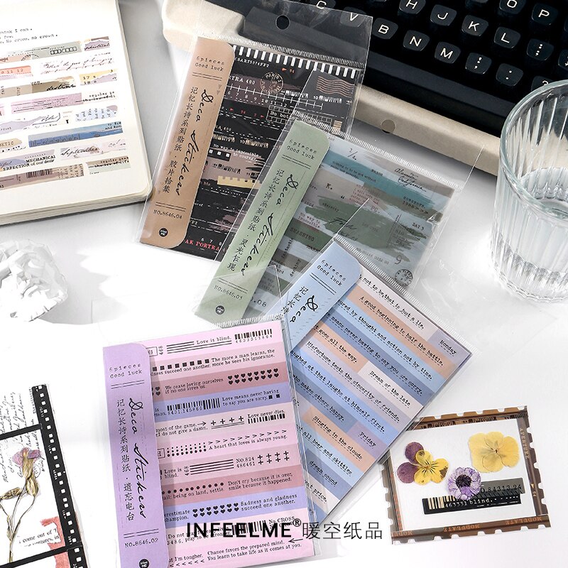 Journamm 6Pcs Pet Engels Zin Voor Dagboek Briefpapier Levert Planner Stickers Junk Journal Scrapbooking Label Stickers
