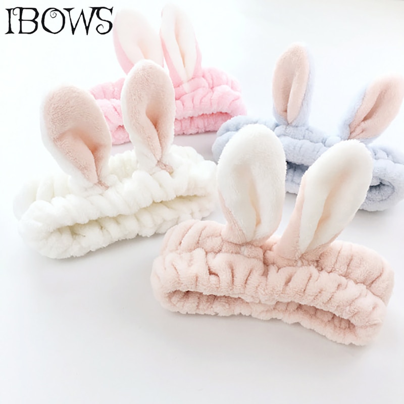 Koreaanse Vrouwen Schattige Bunny Oren Hoofdband Comfortabele Wassen Gezicht Baden Haar Houder Elastische Hoofdband Voor Meisje Haarband Haar Accessoire