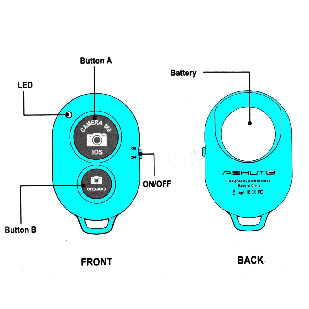 Kebidu Bluetooth Selbstauslöser Auslöser Kamera Fernbedienung für iPhone 5 s 6 8 Samsung s5 s4 Hinweis 4 ios/Android Telefon