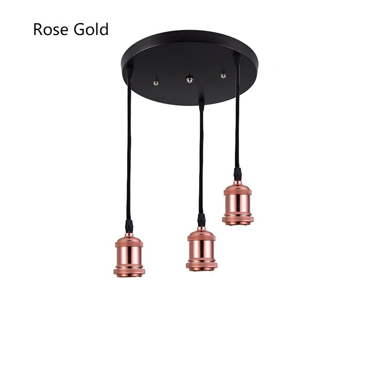 Retro Industriële Loft LED Bar Hangende Lamp E27 Socket hanglampen Aluminium Eetkamer Hangende Verlichting Keuken Opknoping Lampen: Rose Gold Round