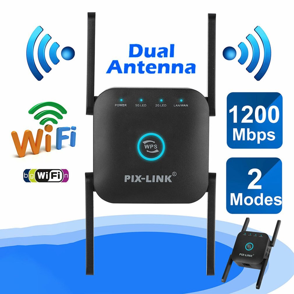 WiFi Range Extender Signal Booster 1200Mbps Amplifier Internet Wireless Repeater Wireless Range Extender Amplifier