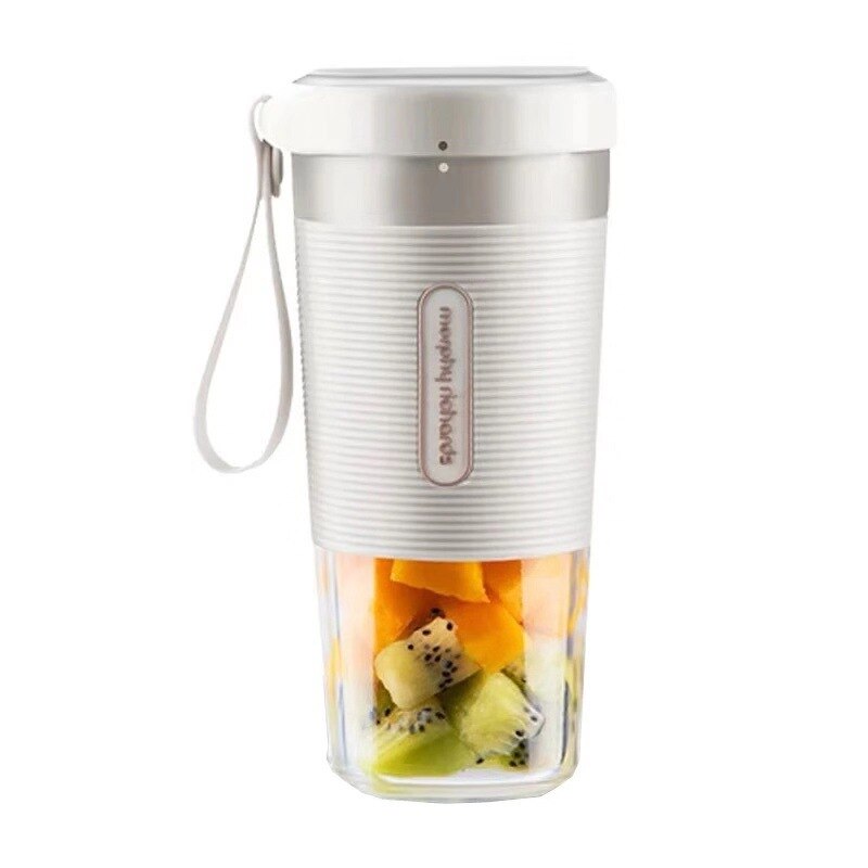 Mini Juice Maker Food Blender DC7.4V 300ml Portable Wireless Juicer Juice Milkshake Mixer 1400mAh Battery: White
