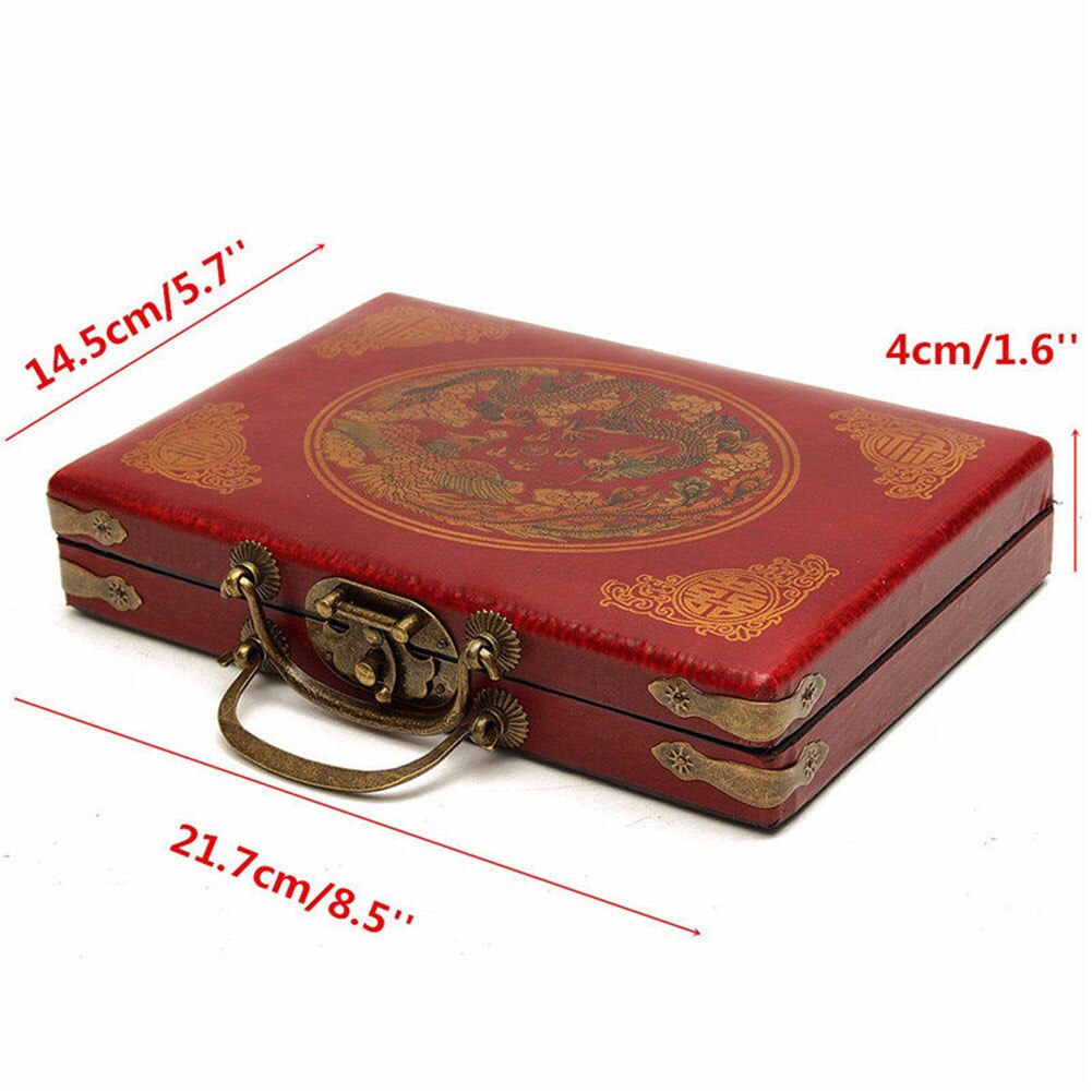 144 Pieces Traveling Portable Mahjong Game With Leather Box And English Manual Multiplayer Board Game Toys For Adults Children