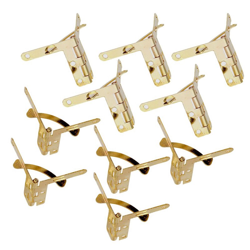 50 pièces 90 ° Angle Support petite boîte charnières charnière pour bijoux valise à vin montre couvercle en bois caoutchouc cale bouchon de porte (or)