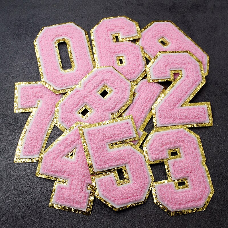 Pink Number 0 1 2 3 4 5 6 7 8 9 Patches For Clothing Embroidery Applique Zero One Two Three Four Five Six Seven Eight Nine