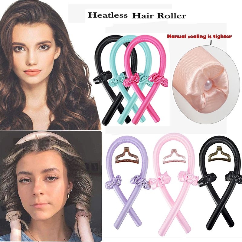 Conjunto de productos para el cabello rizado, rulos sin calor para cabello corto y largo, diadema de seda para la noche, herramienta de peinado para el cabello rizado boucleur cheveux